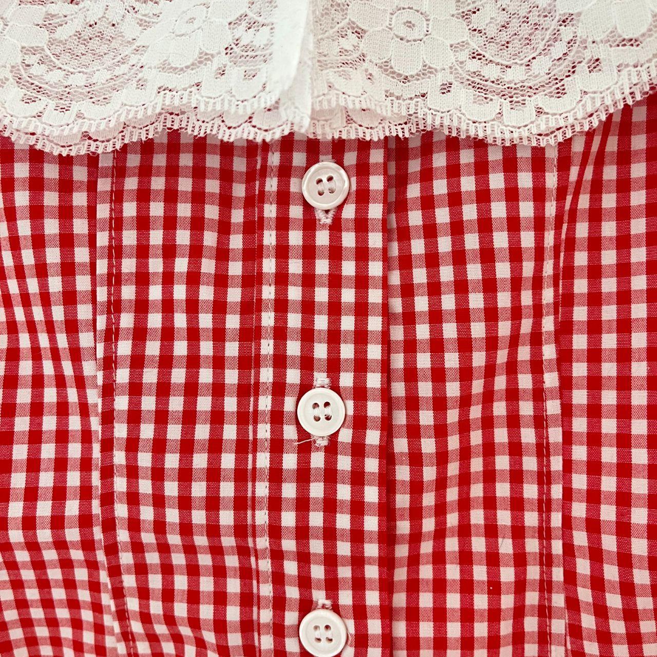 Guizio PALOMA Lace Top in Poppy and White.