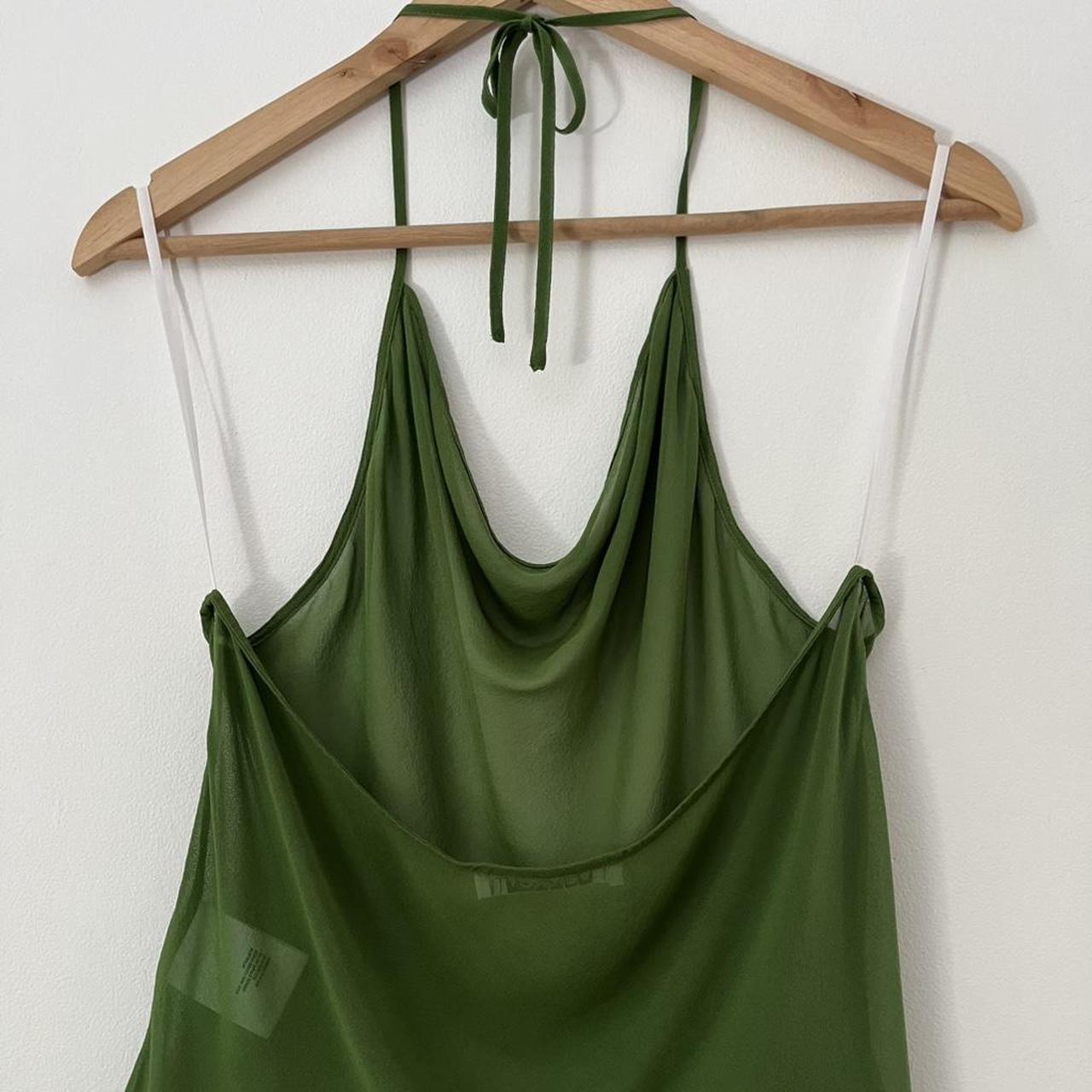 Venroy Silk Cowl Neck Halter Top in Cactus.