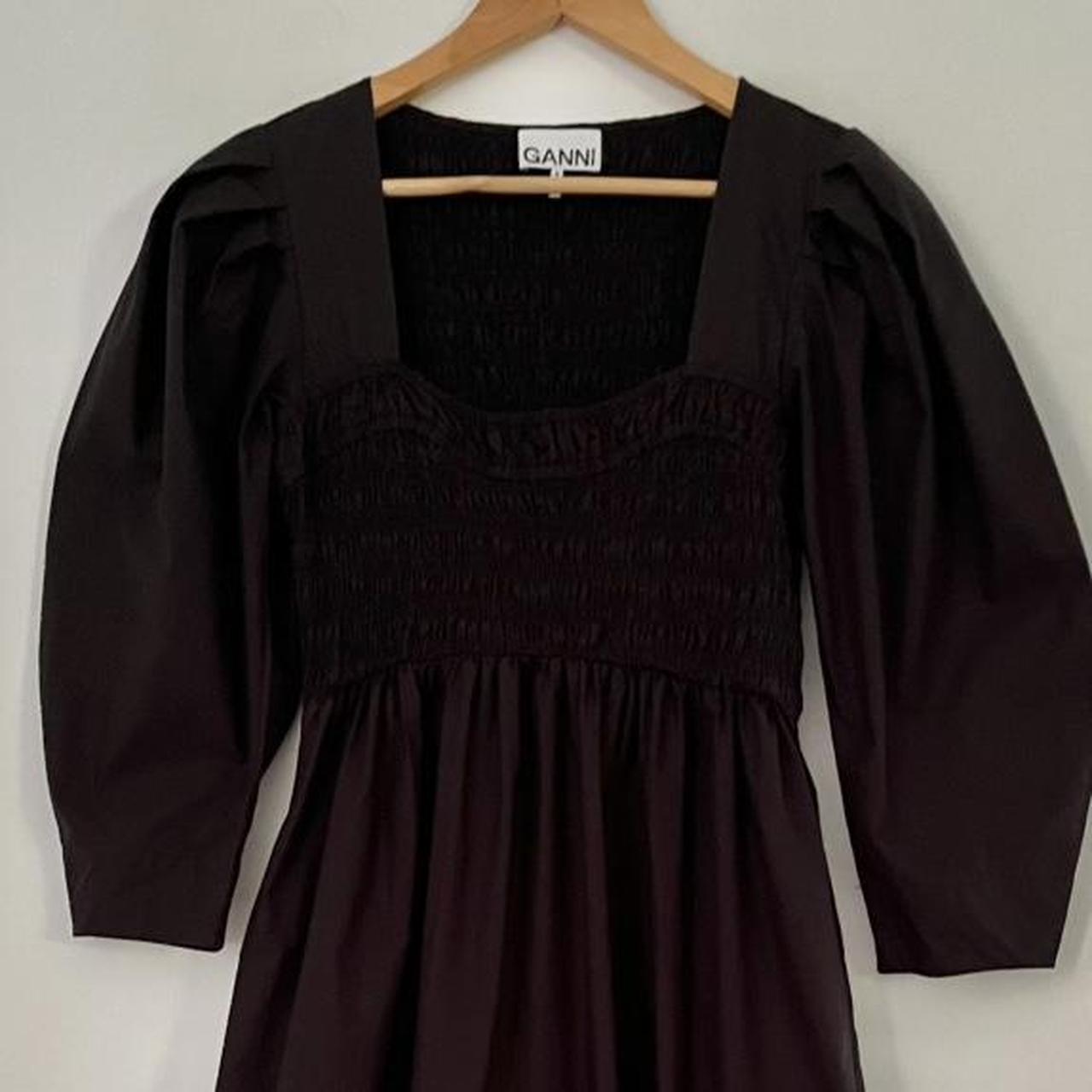 Ganni Cotton Poplin Open Neck Smock Maxi Dress.