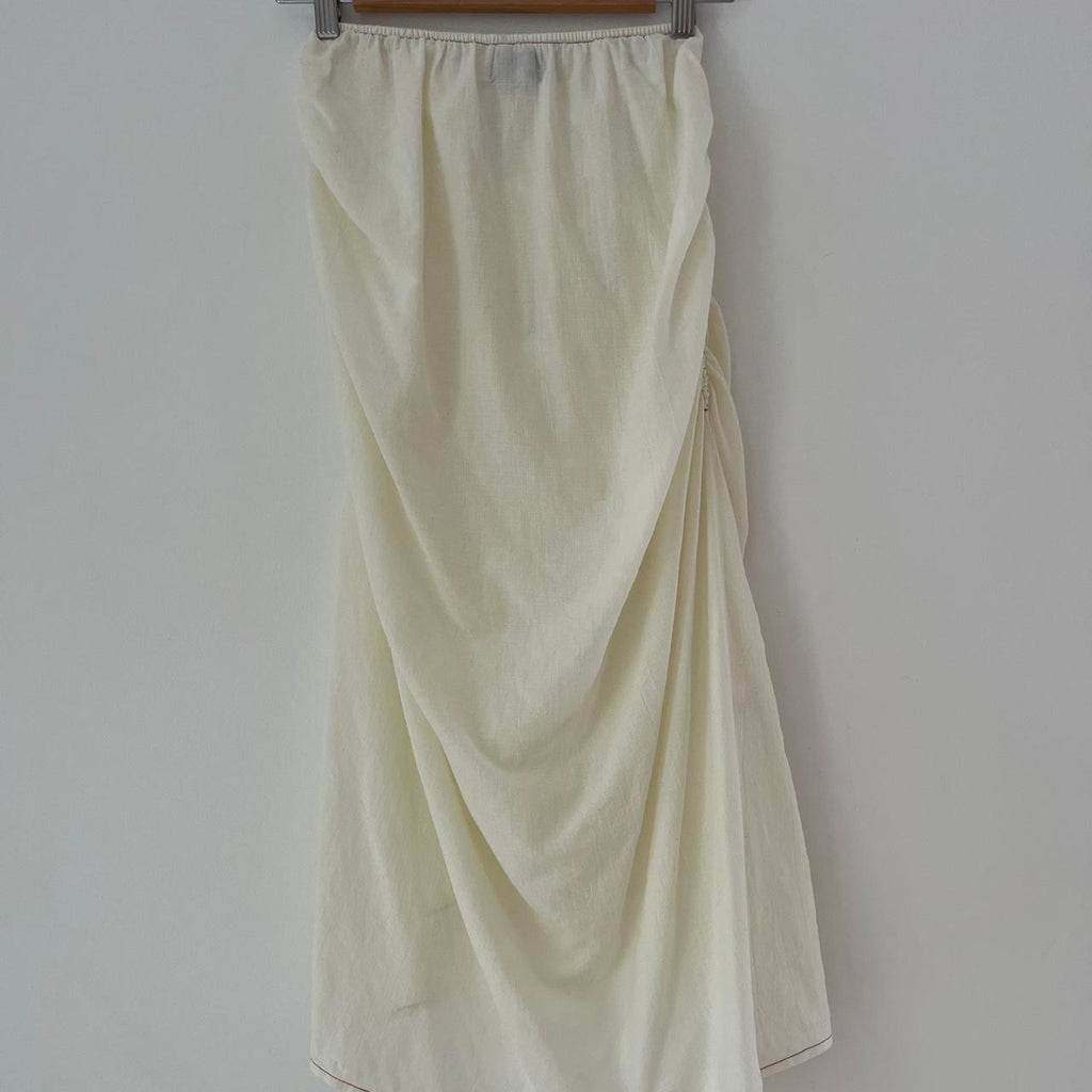 Suku Home Ruched Midi Skirt in Butter.