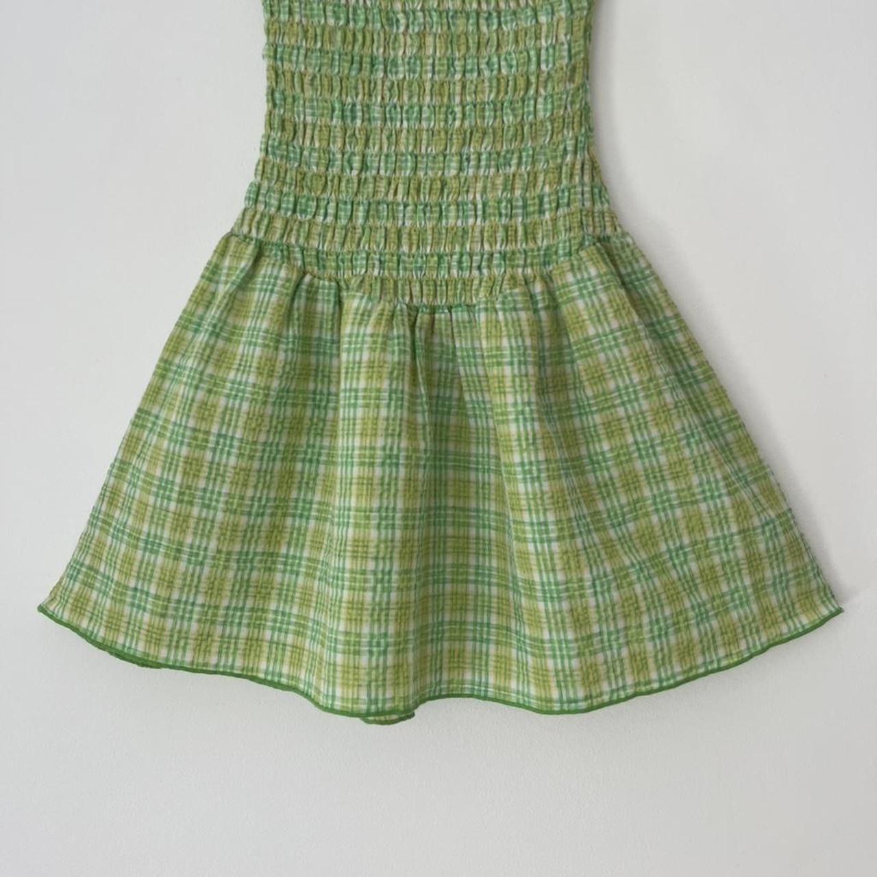 Après Studios Strapless Ruched Mini Dress in Citrus Plaid