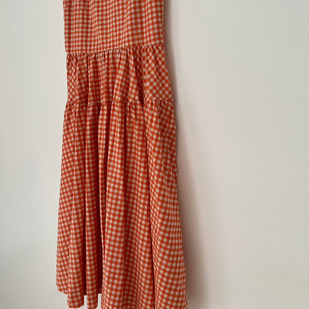 Emma Mulholland BNWT FOREVER YOURS Midi Dress in Gingham Orange.