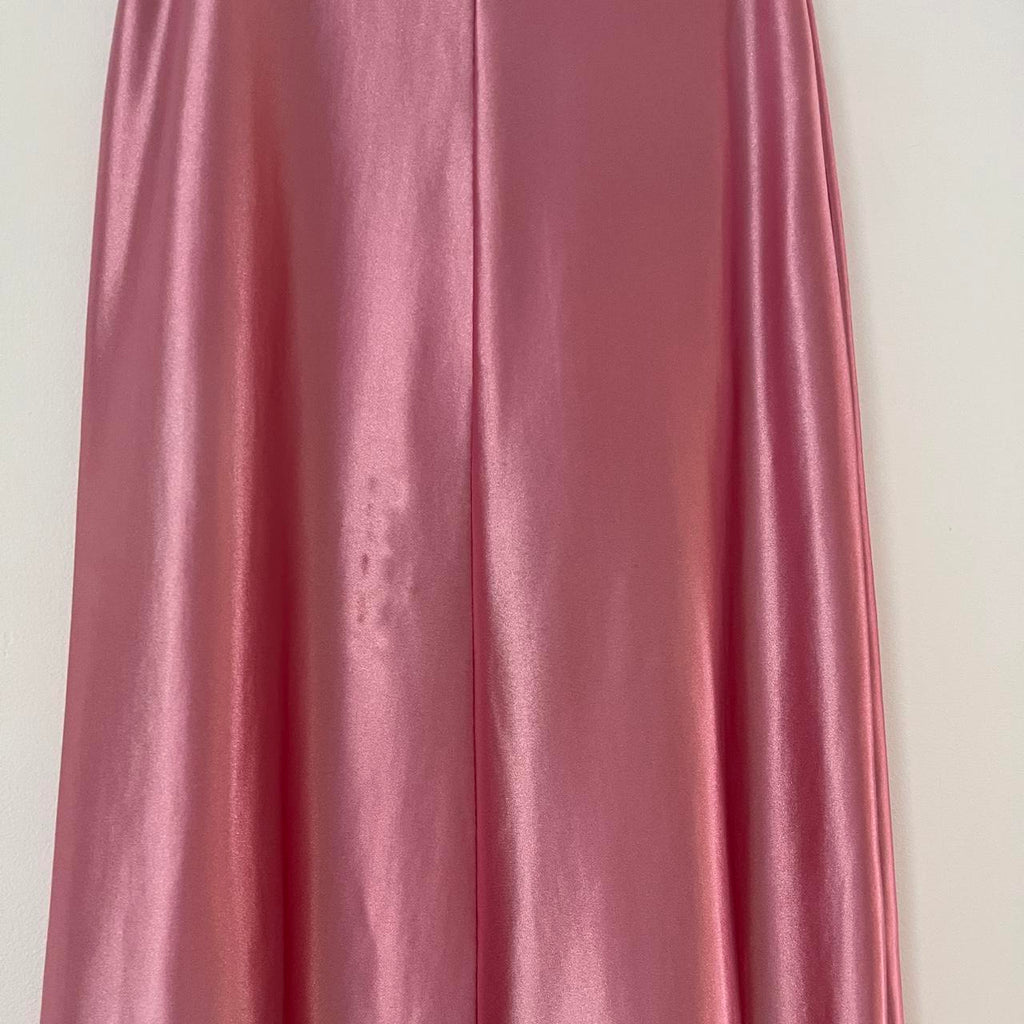 Par Moi Satin Midi Skirt in Pink.