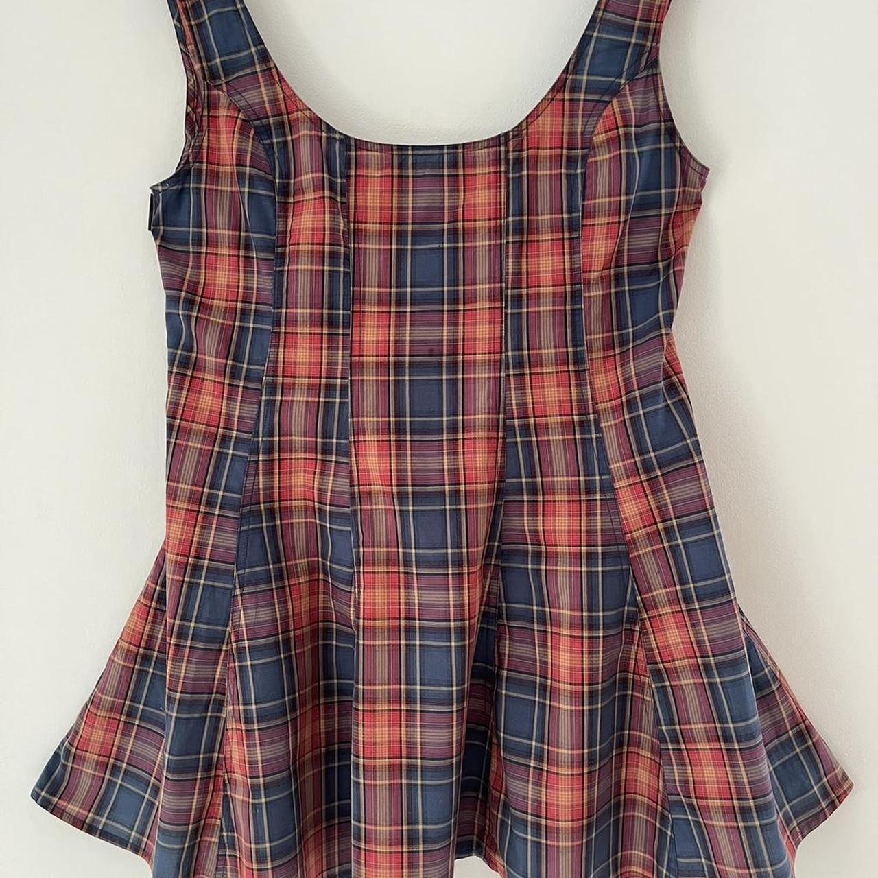 Katharina Lou ANNABEL Mini Dress in Strawberry Blue Check