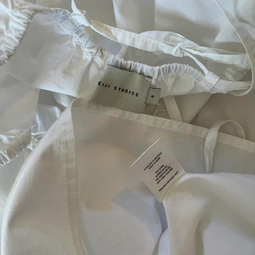 Deiji Studios KEYHOLE Midi Dress in White Size S.
