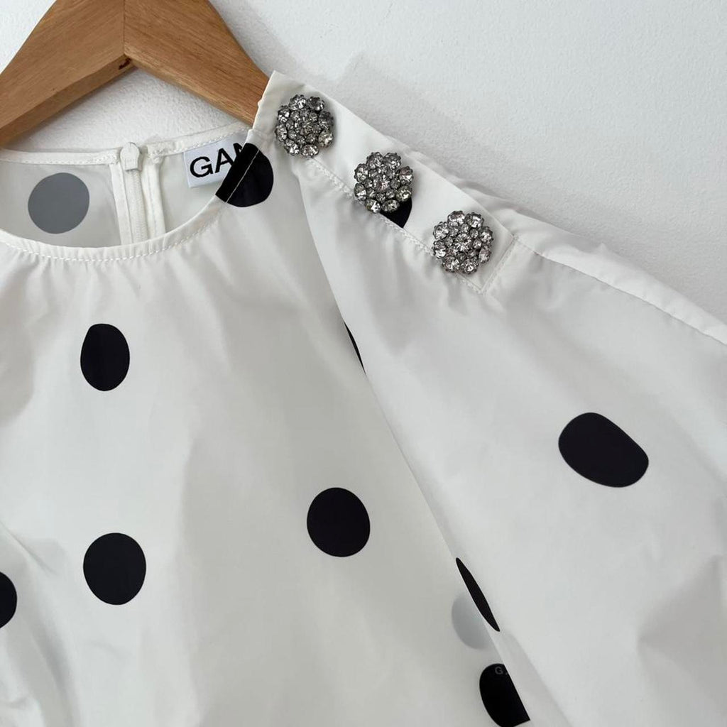 Ganni Polka Dot Crepe Blouse.