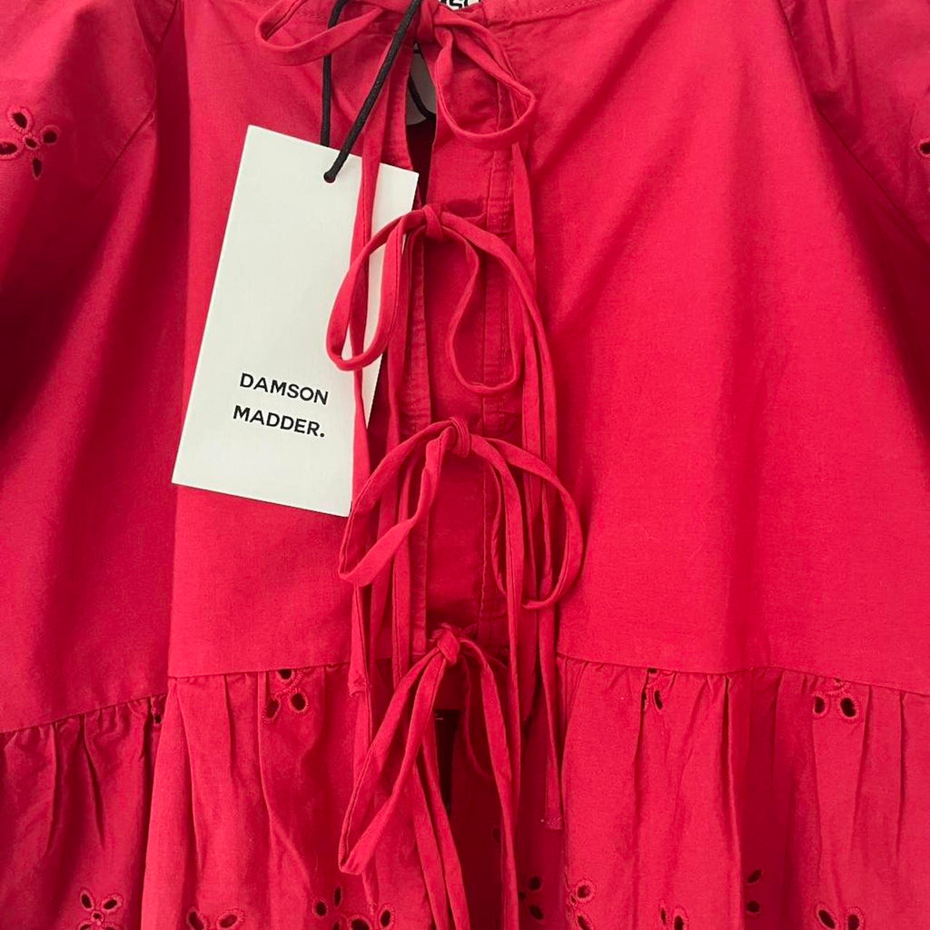 Damson Madder BNWT LANA Broderie Anglaise Blouse in Red.