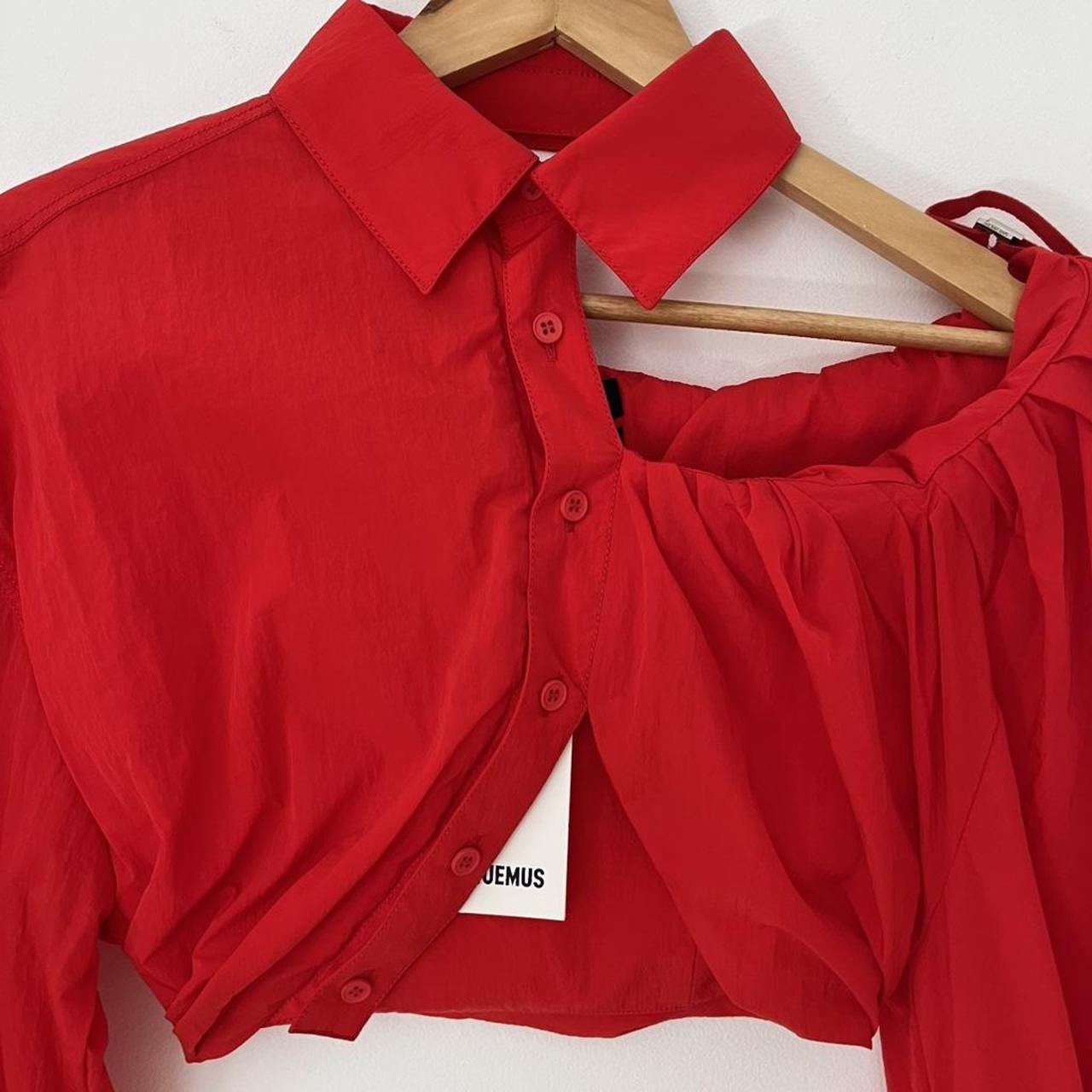 Jacquemus BNWT LA CHEMISE GALLIGA Cropped Blouse in Red.
