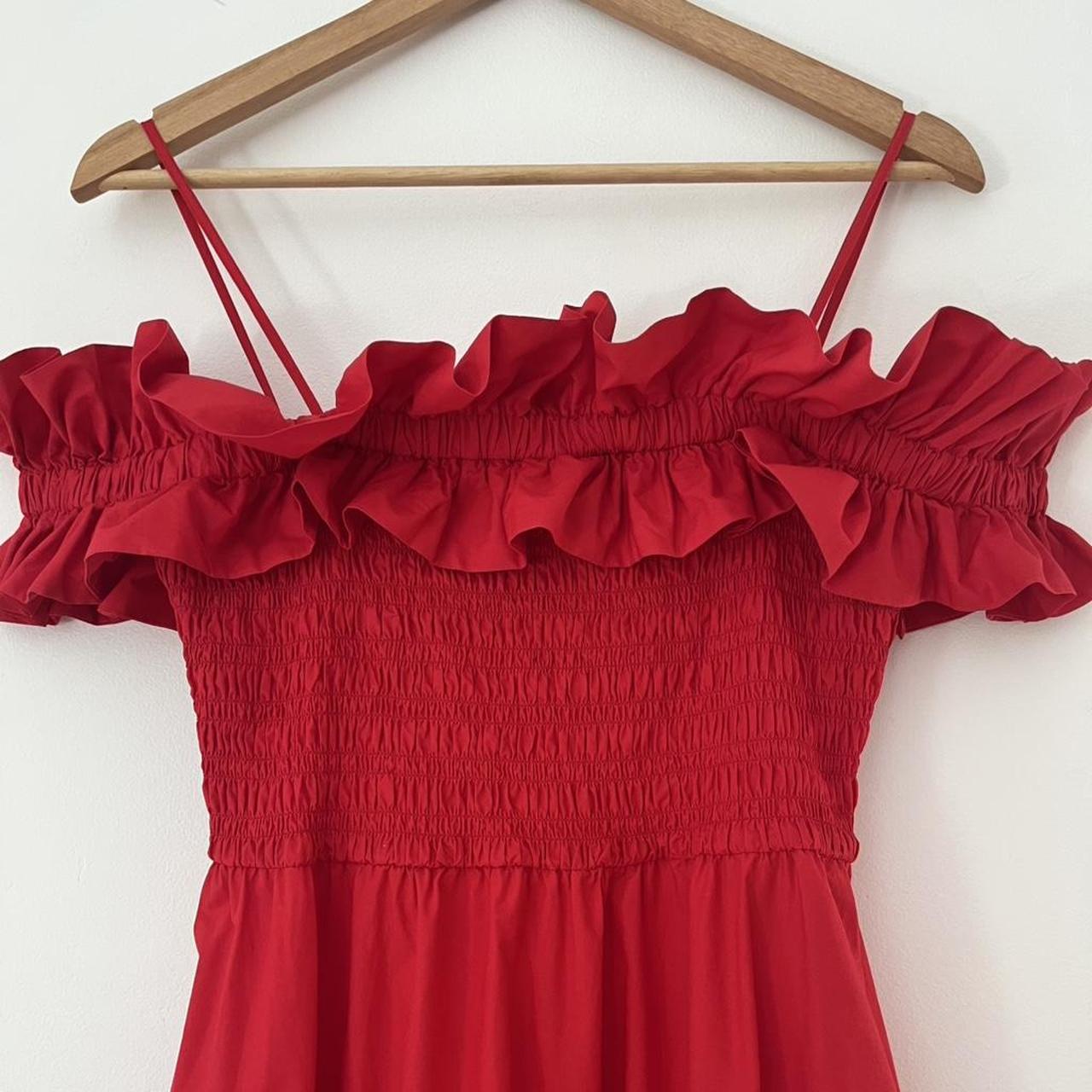 Ganni Cold-shoulder Ruffled Cotton Midi Dress.