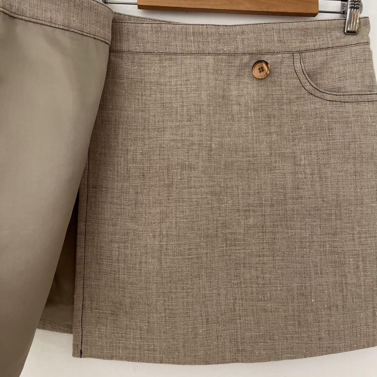 ACNE Studios BNWT WRAP EFFECT Hemp Blend Mini Skirt in Beige.