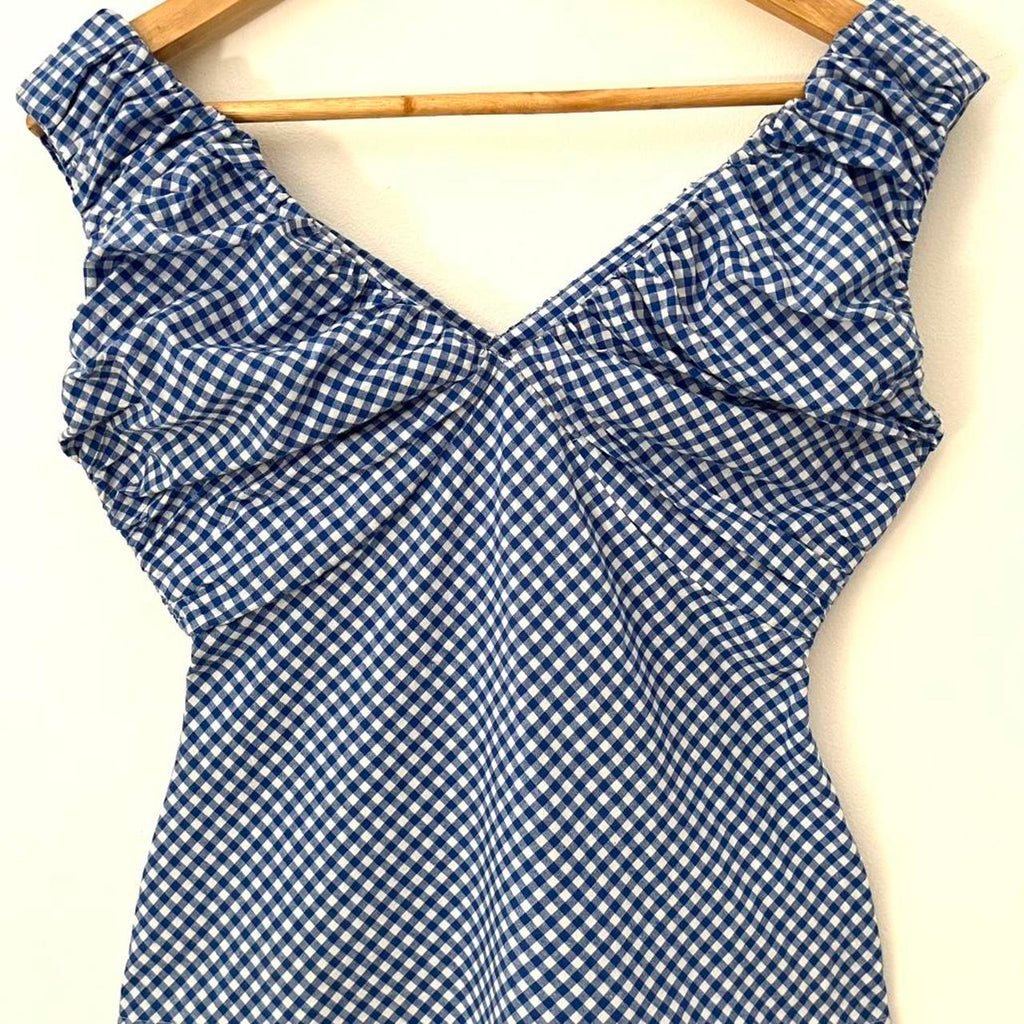 Ruby NZ RAQUEL Top in Cobalt Gingham.