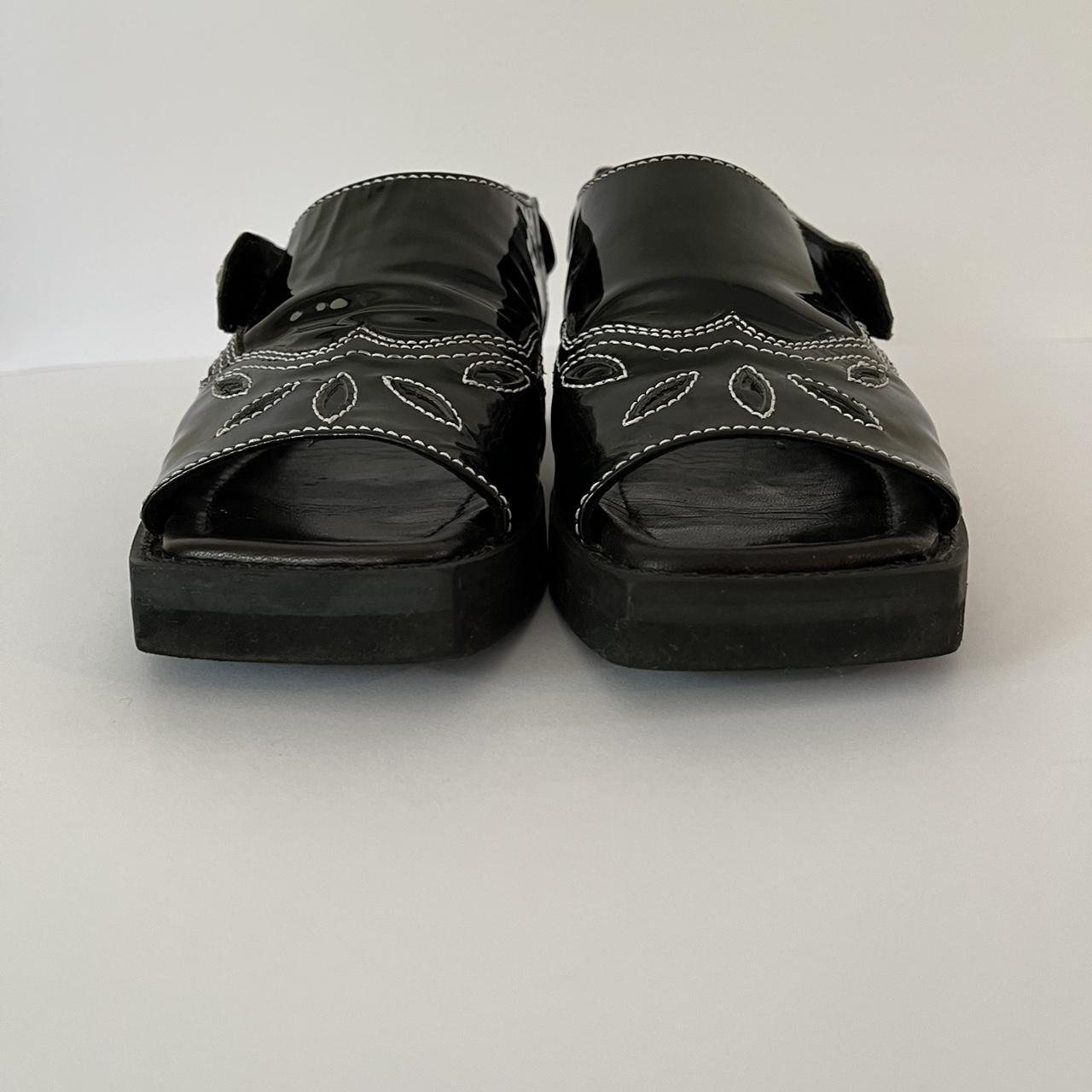 Ganni TEXAS Leather Slingback Sandals.