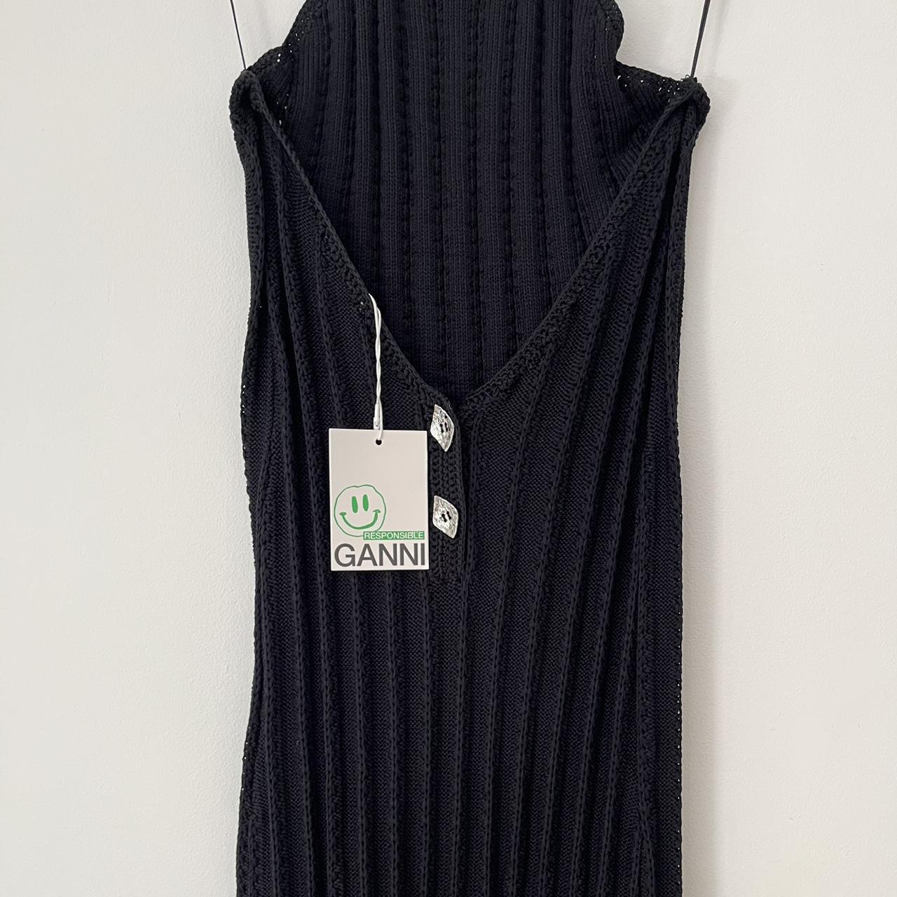 Ganni BNWT Knitted Halterneck Midi Dress in Black.