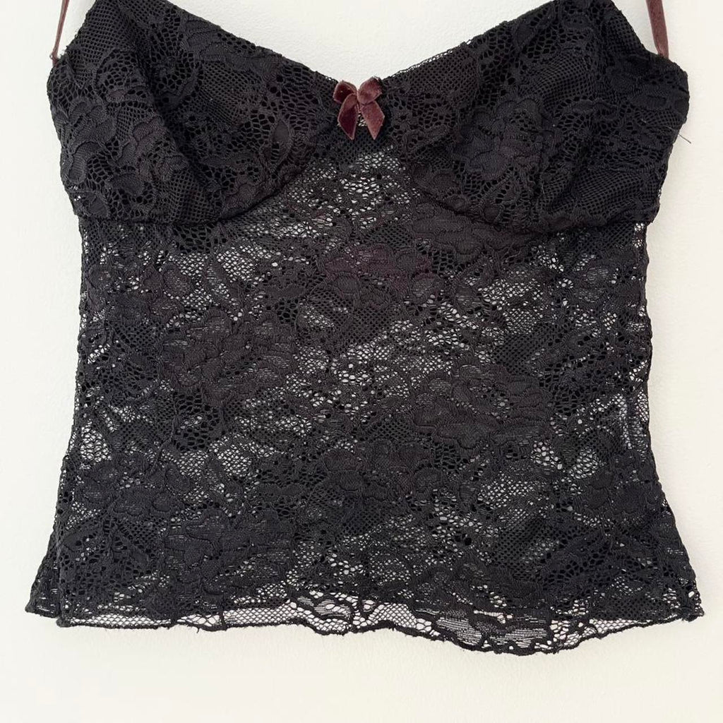 Peachy Den THE BETSEY Lace Cami in Black.