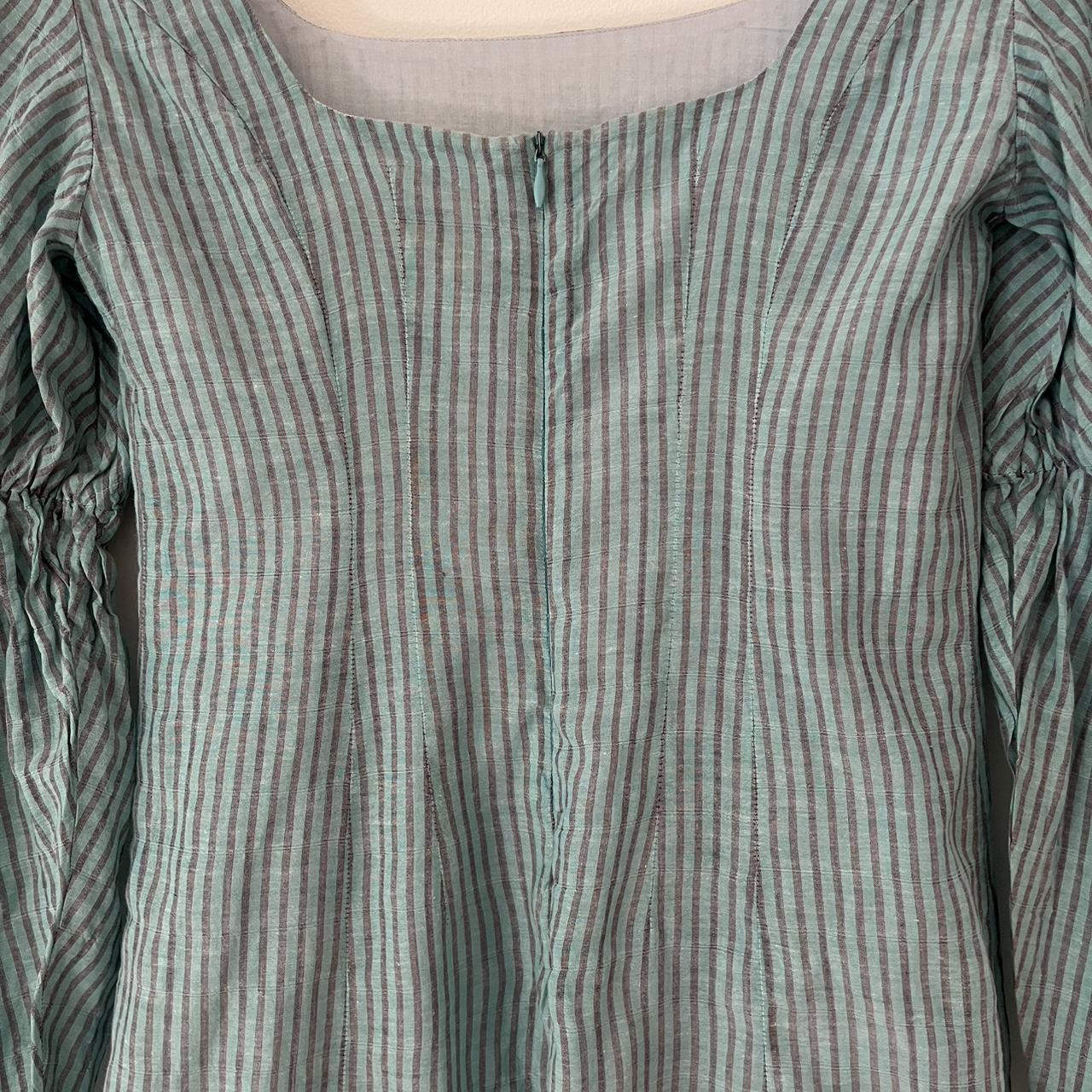 Arnsdorf IVY Striped Cotton Midi Dress in Seafoam.