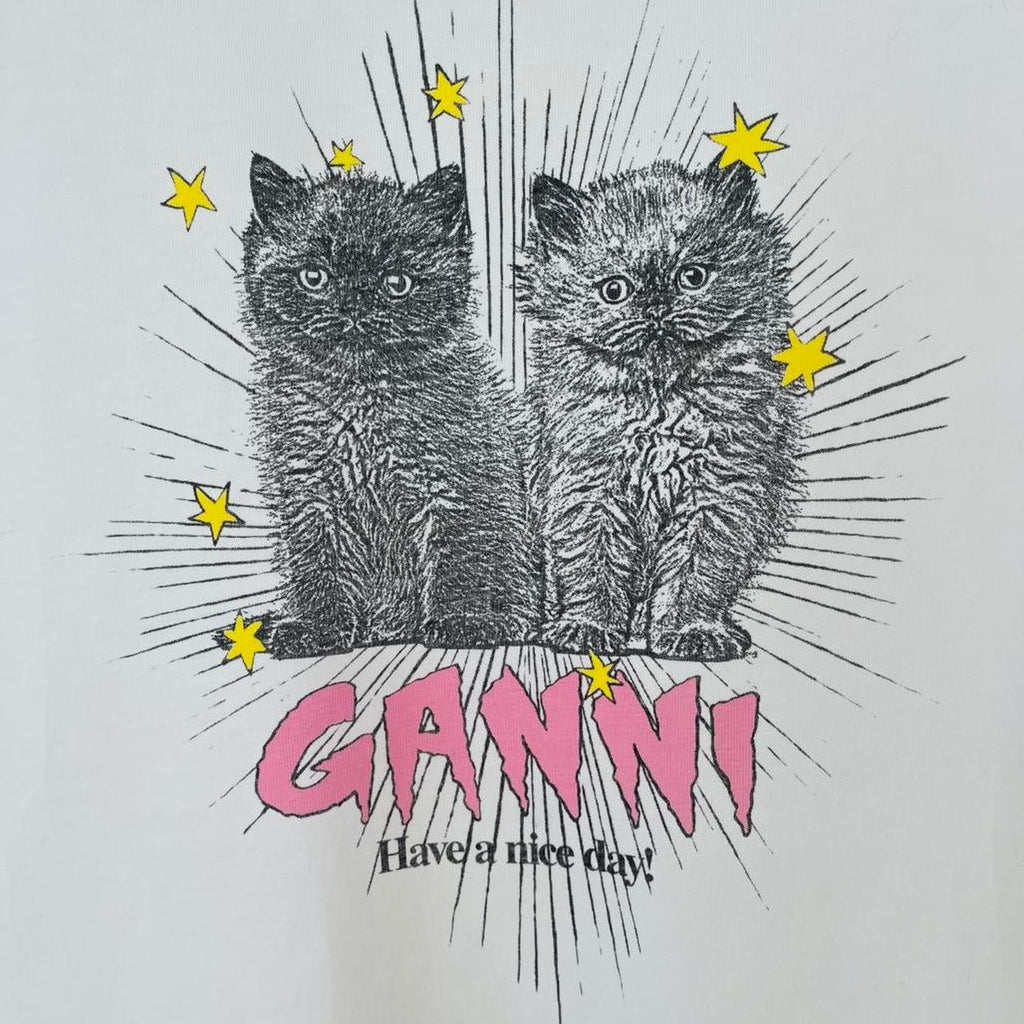 Ganni KITTENS Relaxed Jersey Tee.