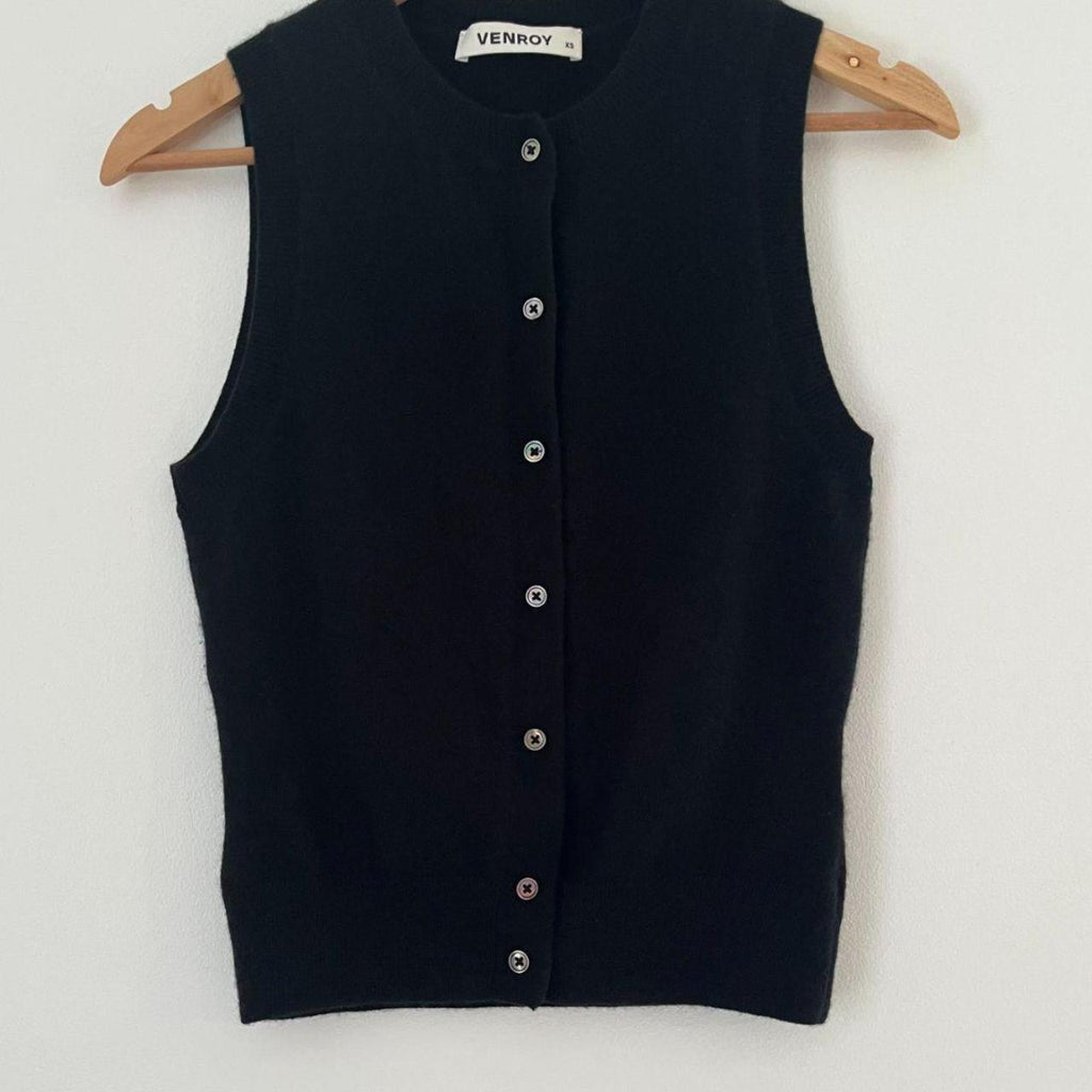 Venroy Cashmere Button Down Tank Top.