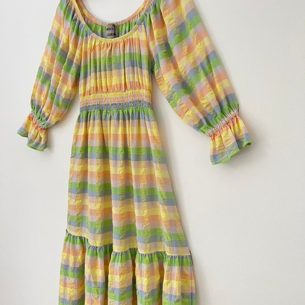 Damson Madder BNWT WINIFRED Pastel Seersucker Maxi Dress.