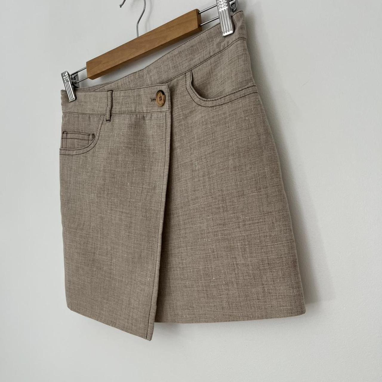 ACNE Studios BNWT WRAP EFFECT Hemp Blend Mini Skirt in Beige.