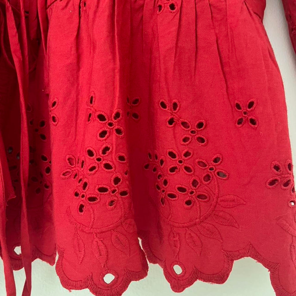 Damson Madder BNWT LANA Broderie Anglaise Blouse in Red.