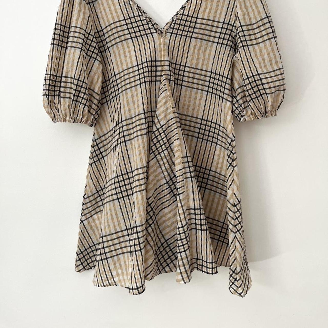 Ganni Check Seersucker Trapeze Dress.