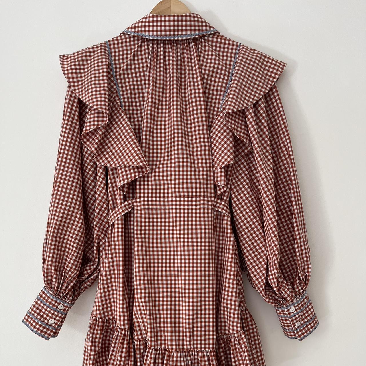 Lee Mathews HAZEL Ruffled Gingham Mini Dress in Red.