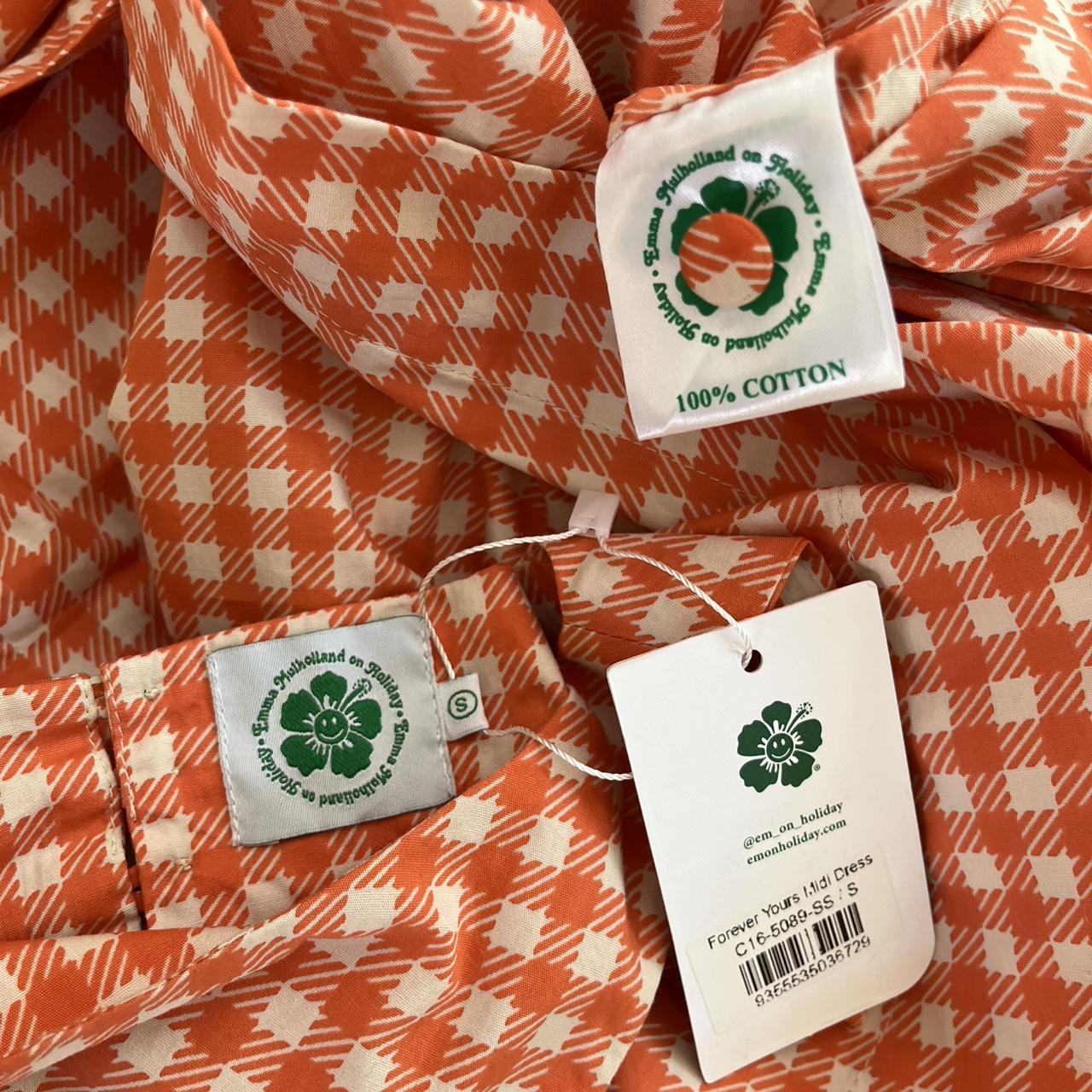 Emma Mulholland BNWT FOREVER YOURS Midi Dress in Gingham Orange.