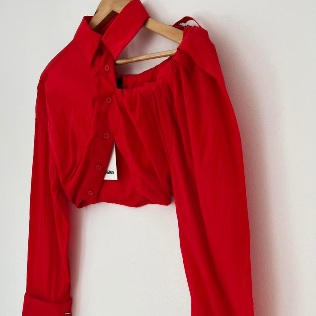 Jacquemus BNWT LA CHEMISE GALLIGA Cropped Blouse in Red.