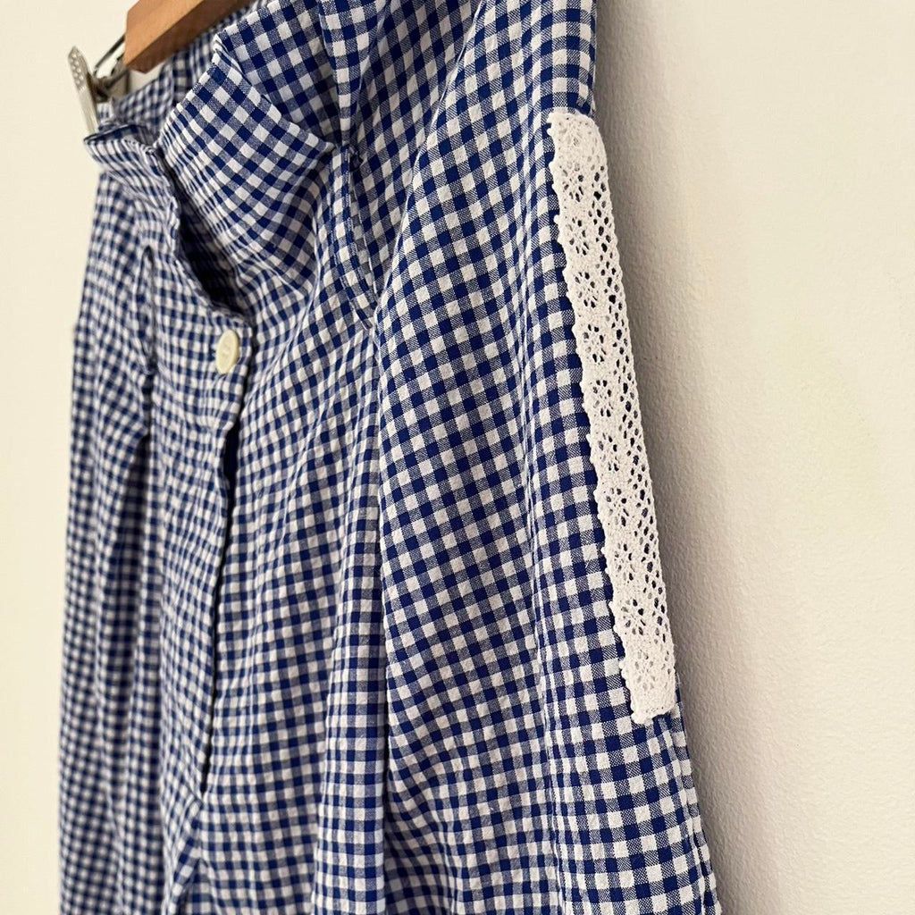 Shrimps BNWT VALENTINA Wide Leg Pants in Blue Check Size 8/S.