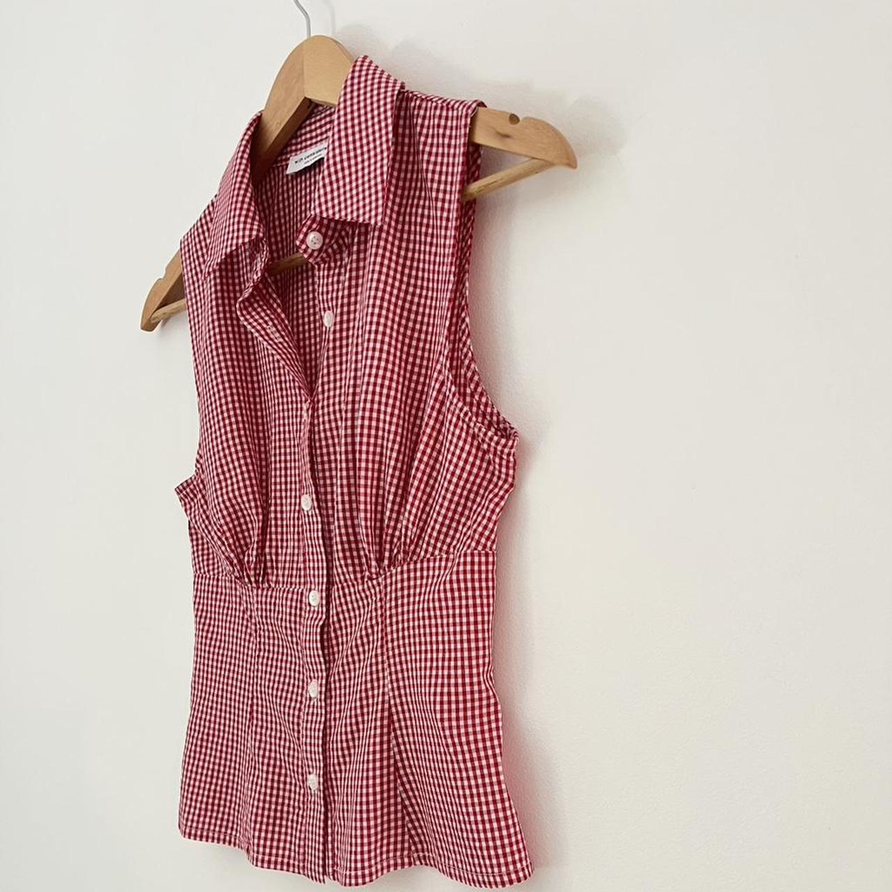 With Consideration Gingham Sleeveless Shirt in Cherry.