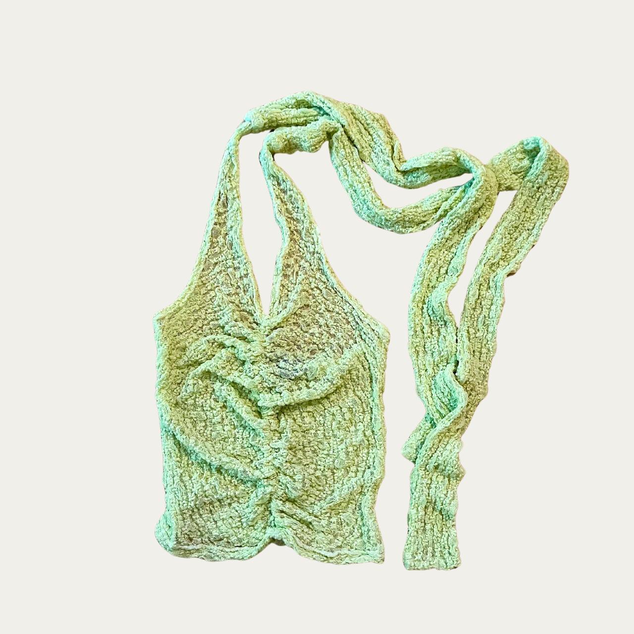 Permanent Vacation ILLUMINATE Lace Halterneck Top in Pistachio.