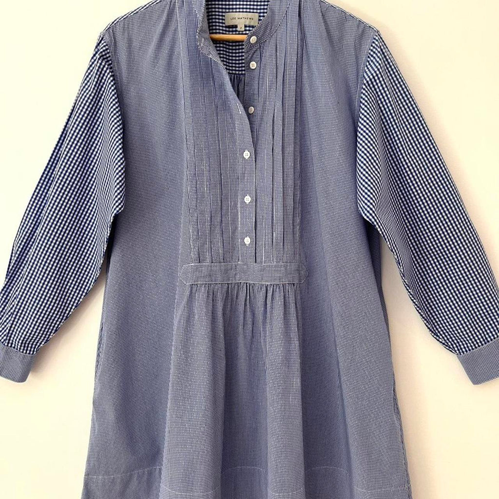 Lee Mathews Pin-tuck Gingham Tunic/Dress.