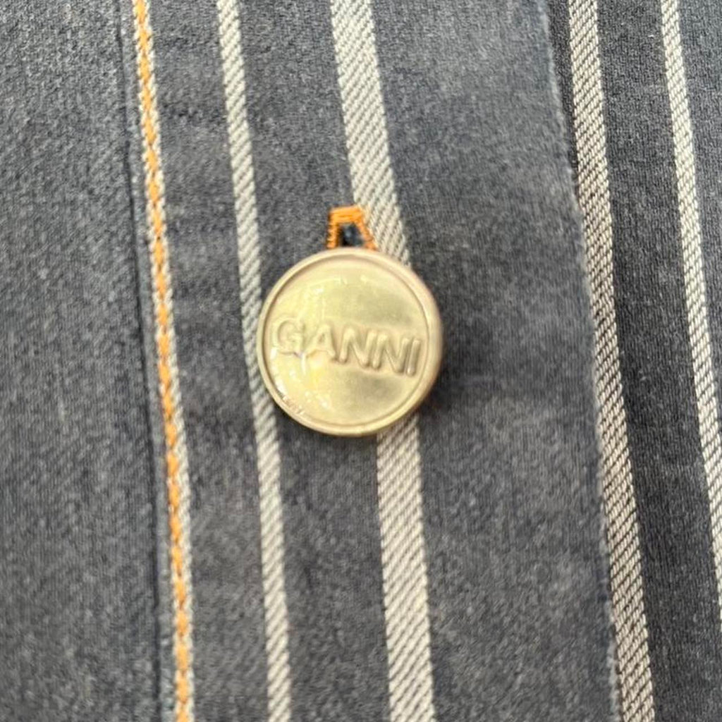 Ganni BNWT Striped Denim Mini Shirt Dress.