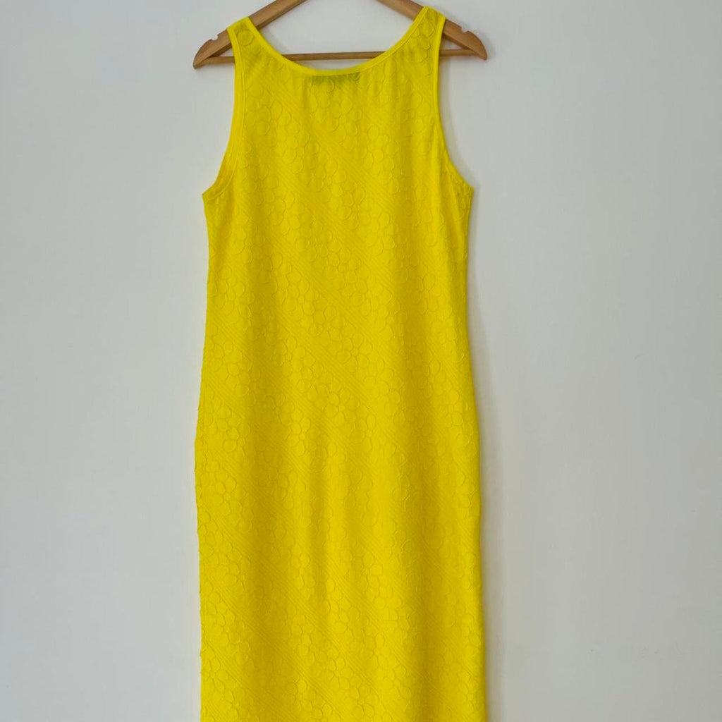 Alpha60 Floral Pleated Maxi Dress in Yellow.