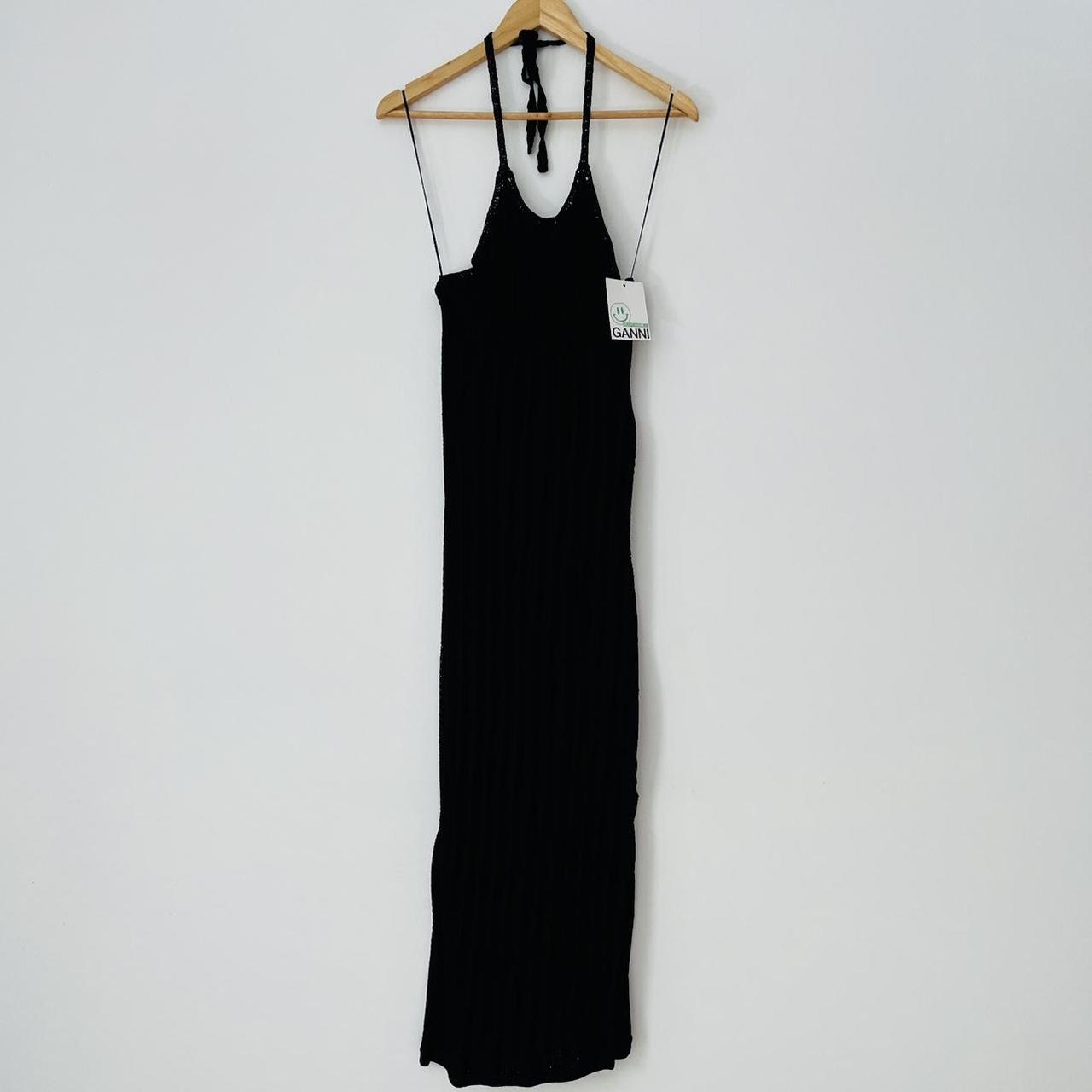 Ganni BNWT Knitted Halterneck Midi Dress in Black.