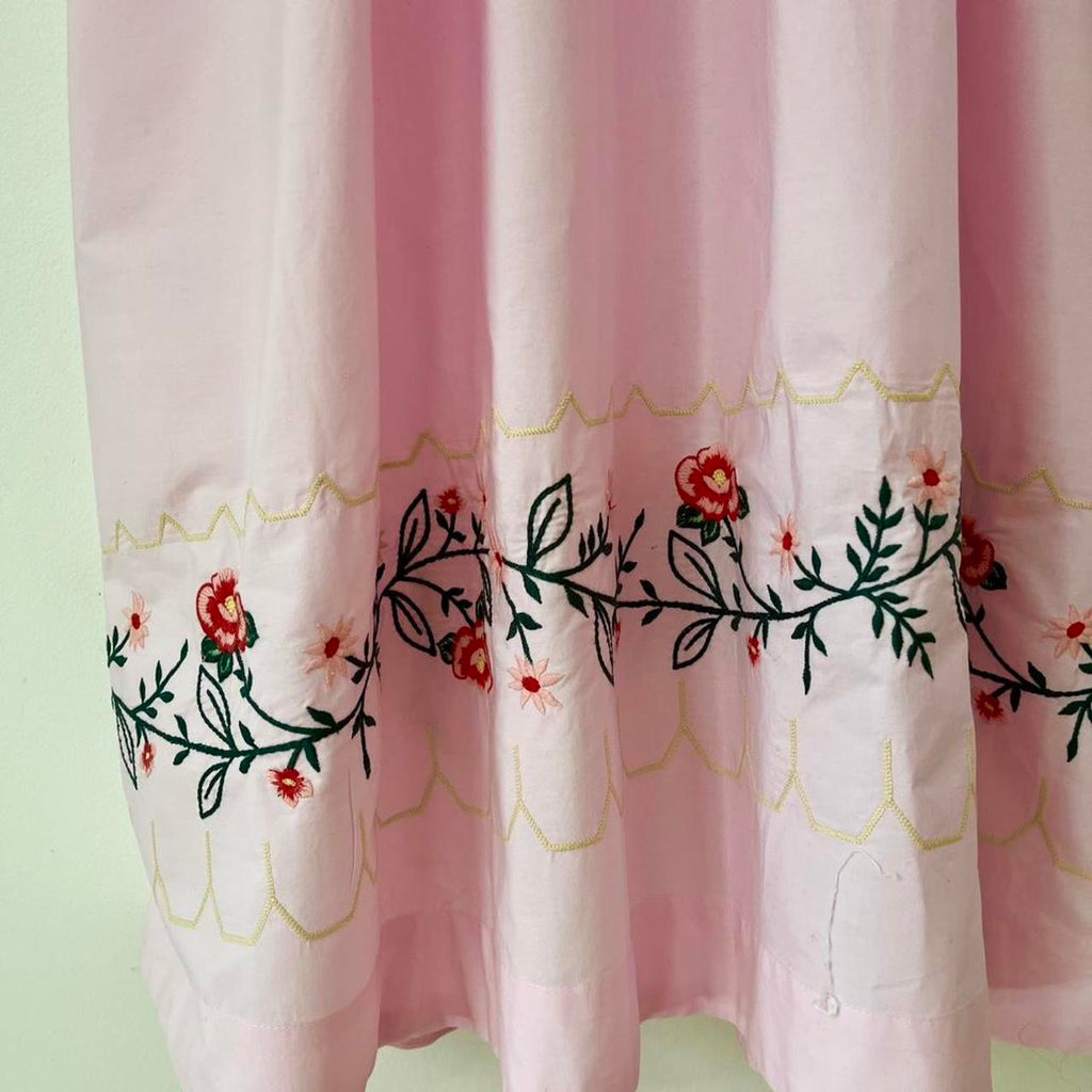 Damson Madder DAKOTA Floral Embroidered Dress in Pink.
