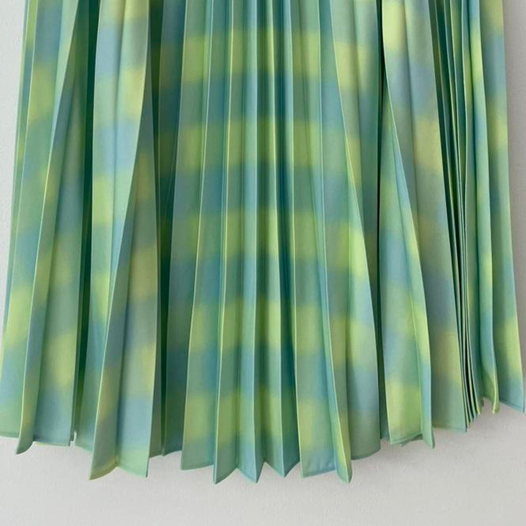 Proenza Schouler White Label DIFFUSED GINGHAM georgette pleated skirt.