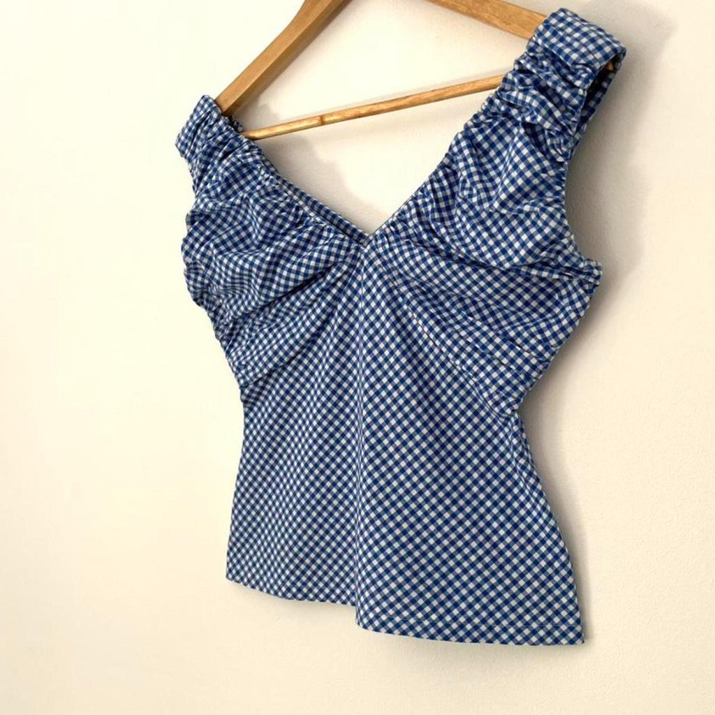 Ruby NZ RAQUEL Top in Cobalt Gingham.