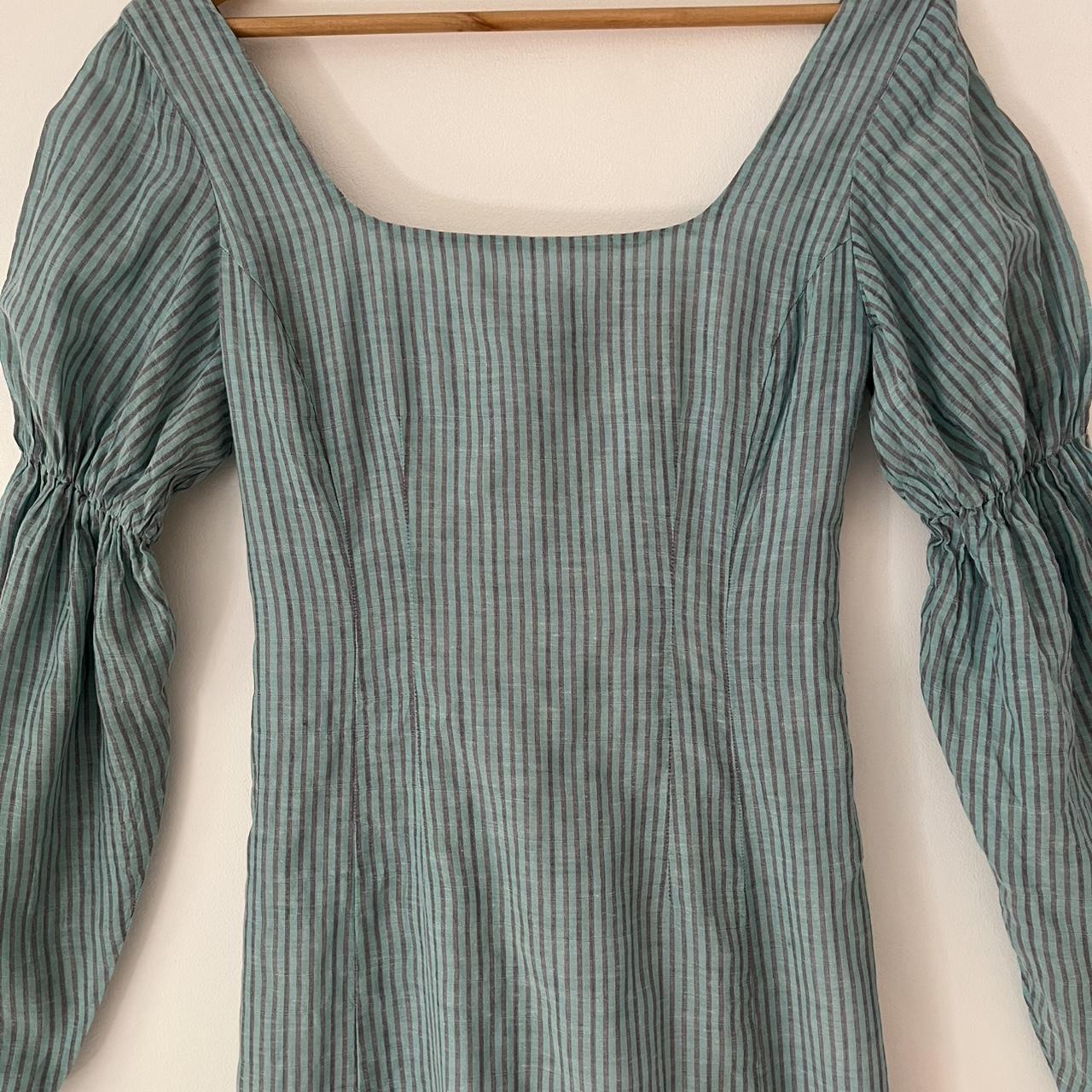 Arnsdorf IVY Striped Cotton Midi Dress in Seafoam.