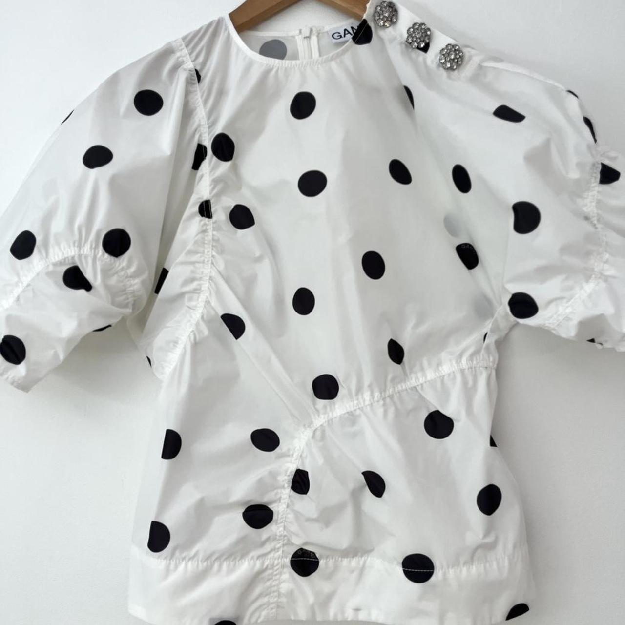 Ganni Polka Dot Crepe Blouse.