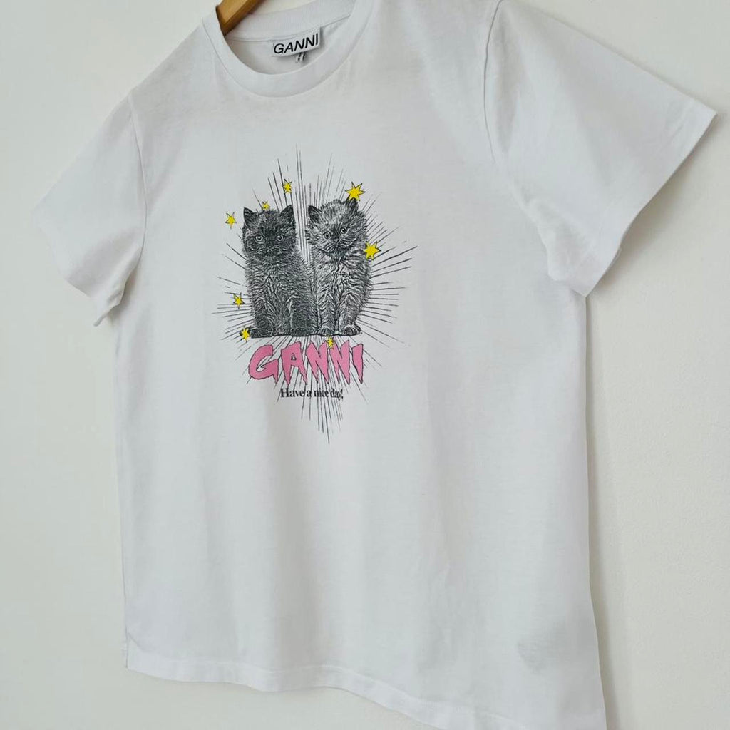 Ganni KITTENS Relaxed Jersey Tee.