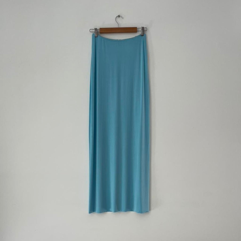 Paris Georgia STRAIGHT LINE Skirt in Iris Blue.
