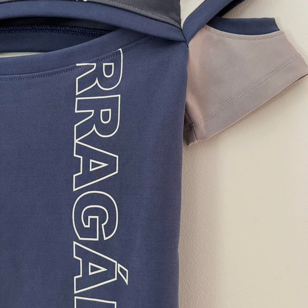 Barragán BRAZOS Baby Tee in Navy Grey.