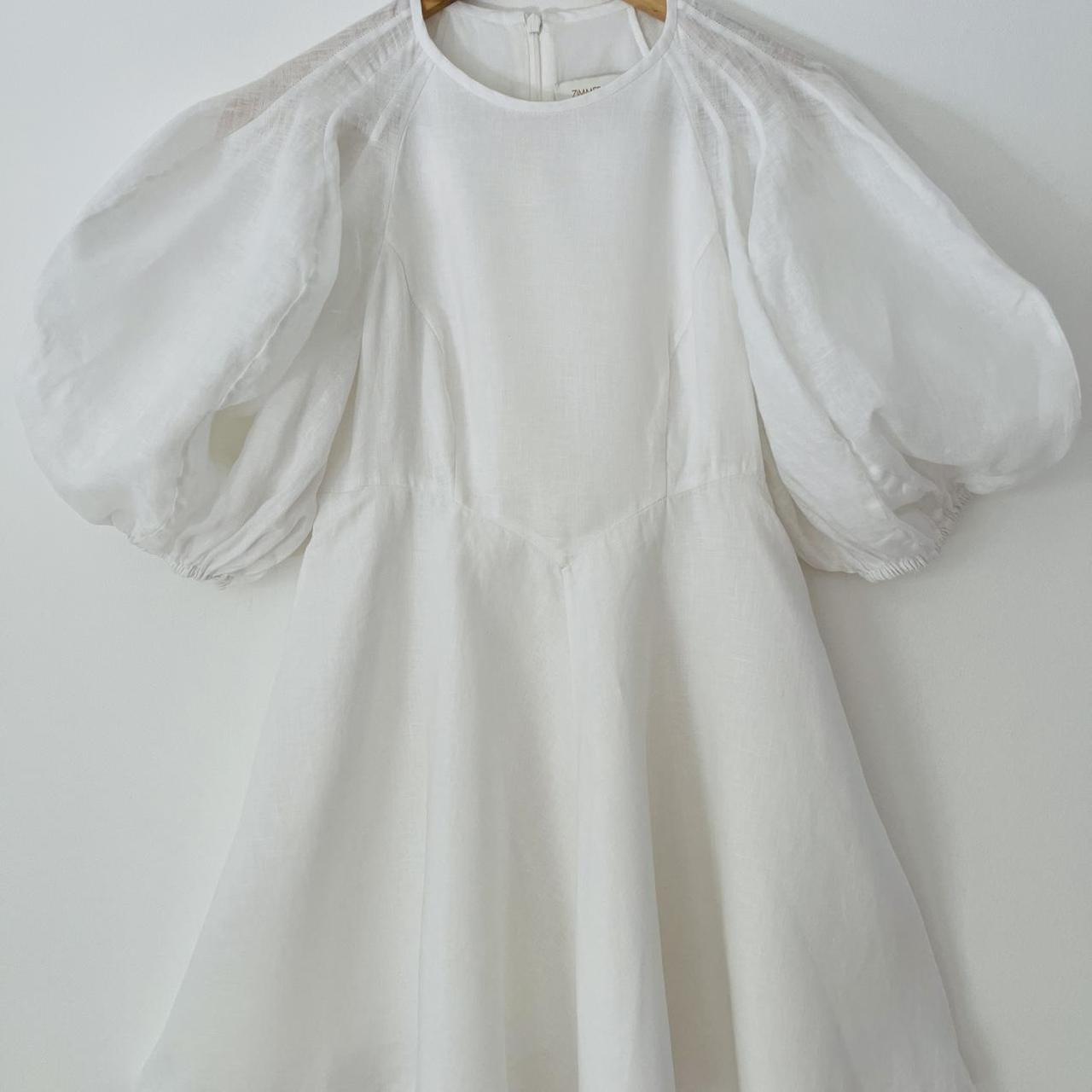 Zimmermann Puff Sleeve Linen Mini Dress.