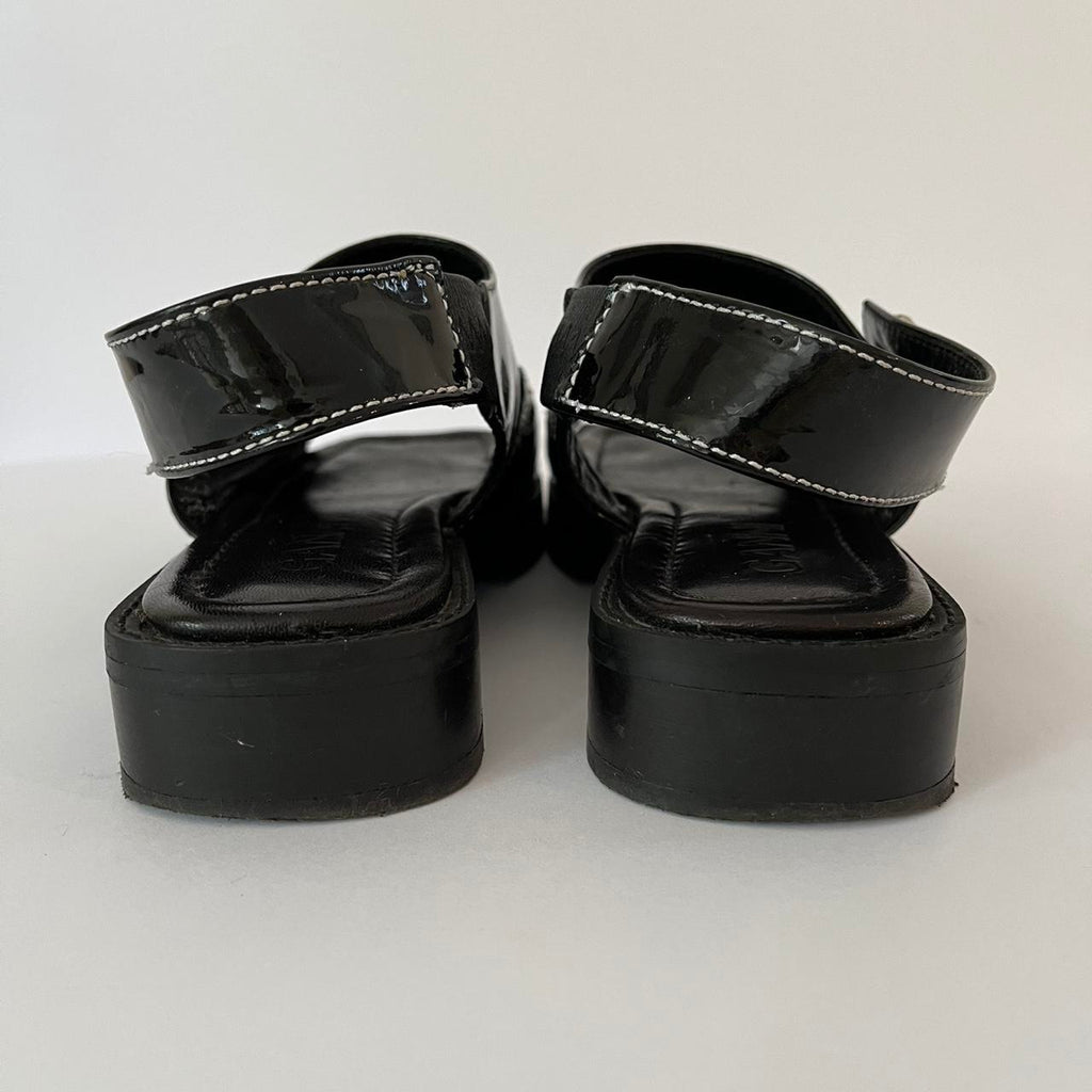 Ganni TEXAS Leather Slingback Sandals.