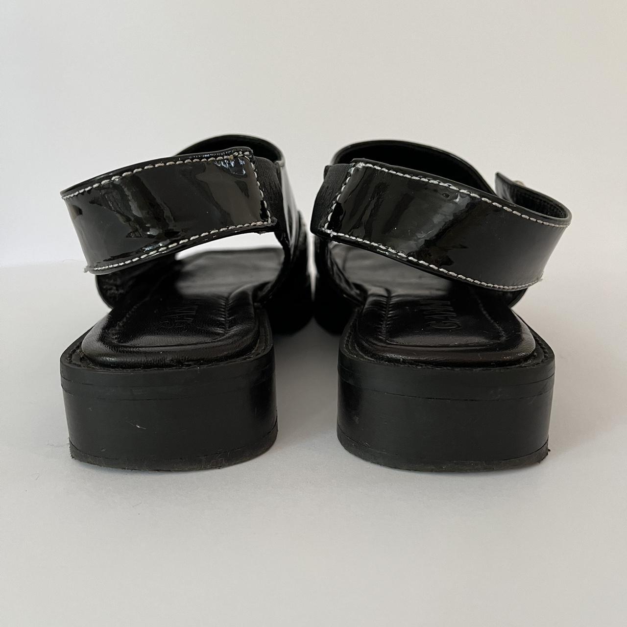 Ganni TEXAS Leather Slingback Sandals.