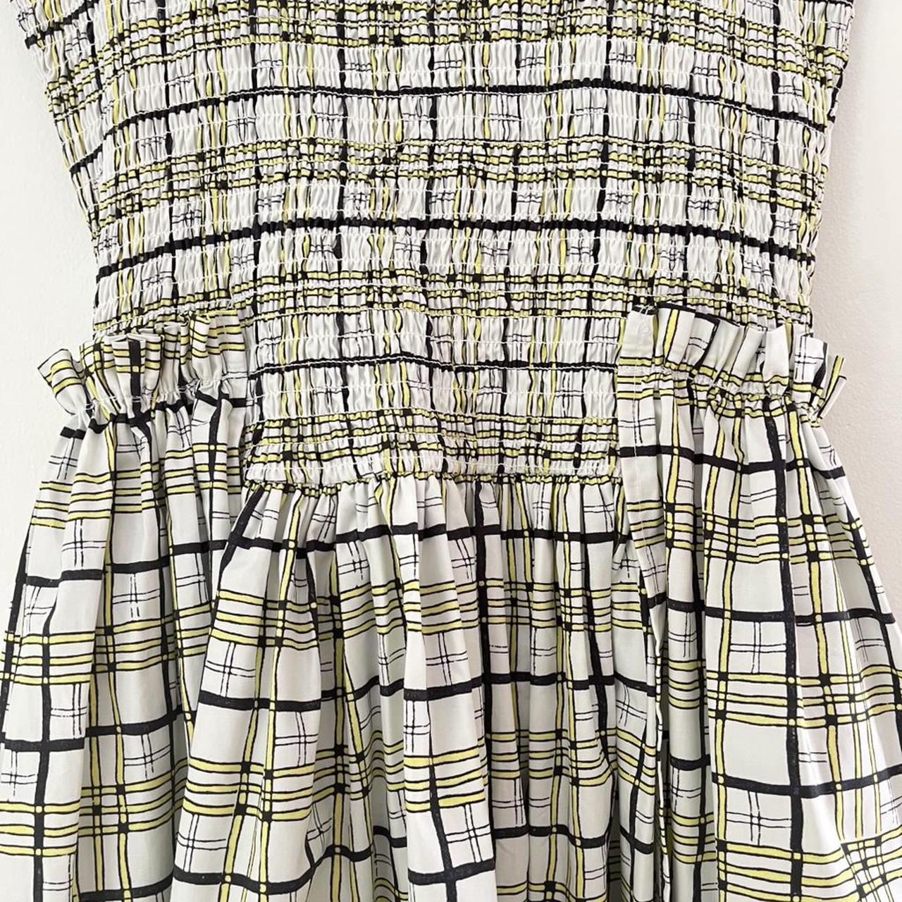 Shrimps EMMA Shirred Checked Cotton Poplin Dress in Yellow.