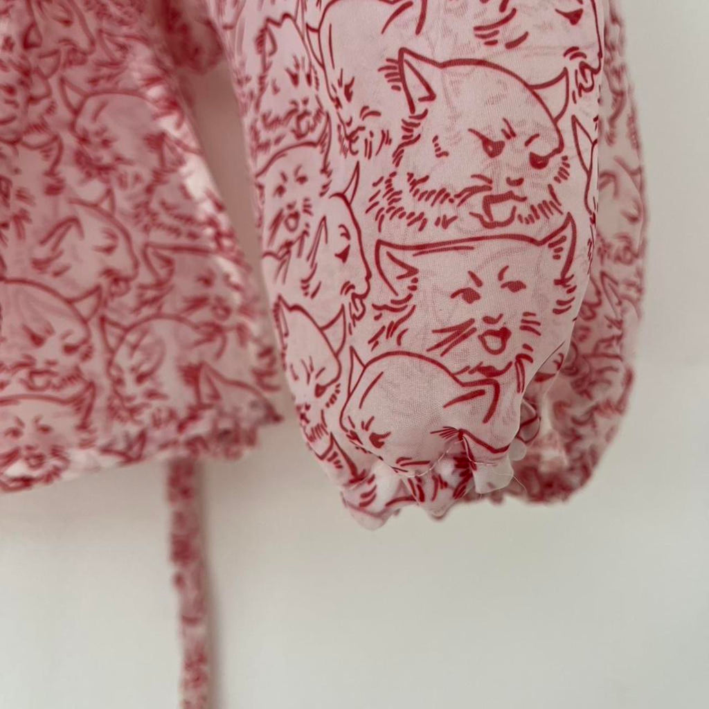 Shrimps CORDELIA Cat-Print Organza Wrap Top.