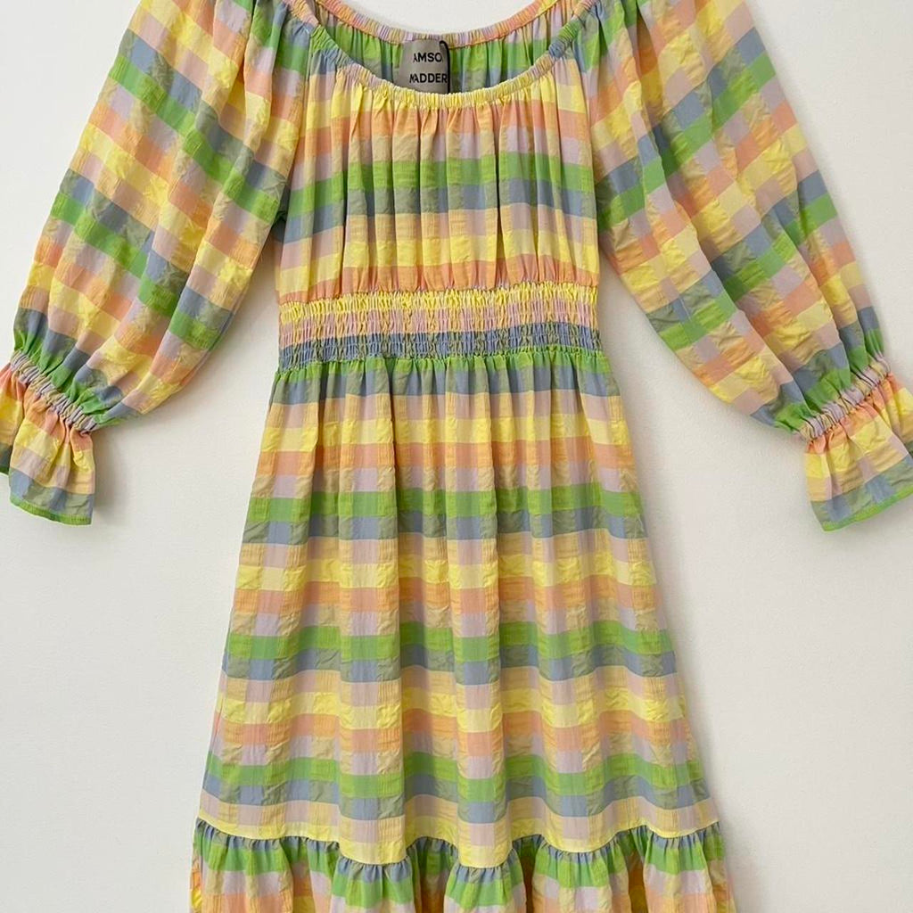 Damson Madder BNWT WINIFRED Pastel Seersucker Maxi Dress.