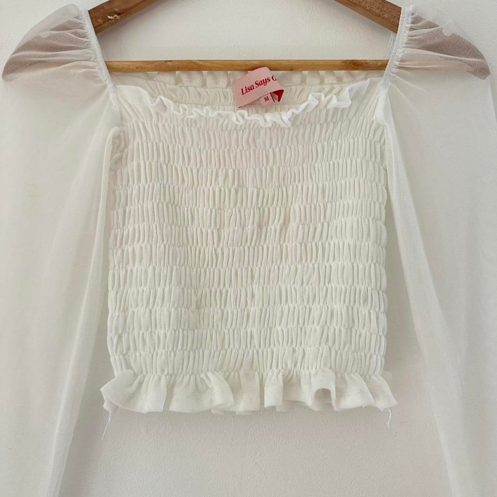 Lisa Says Gah Shirred Crop Top Size M.